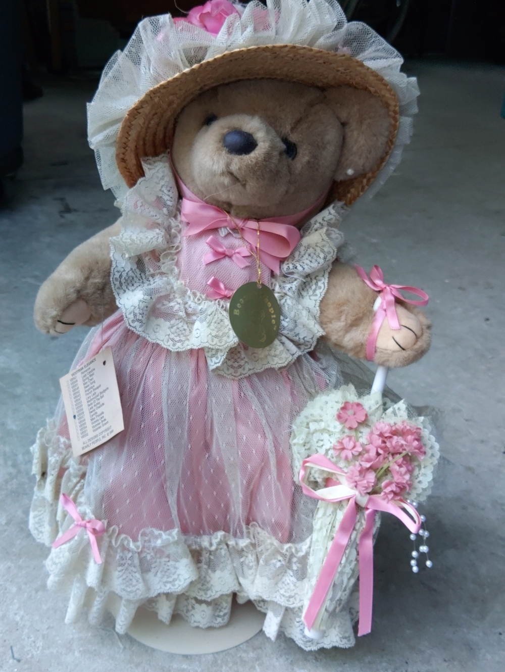 Bearly People , VictoriPink Lace Dress Decorative Teddy Bear with Floral Parasol